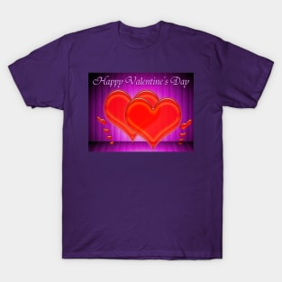 Valentine hearts on purple background T-Shirt